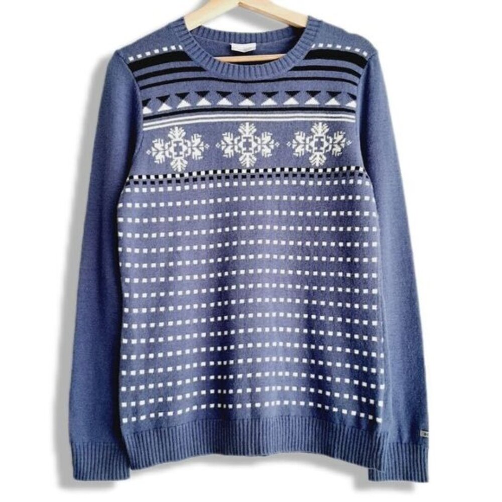 COLUMBIA / Fair Isle Intarsia Snowflake Knit Sweater Women's Sz M
